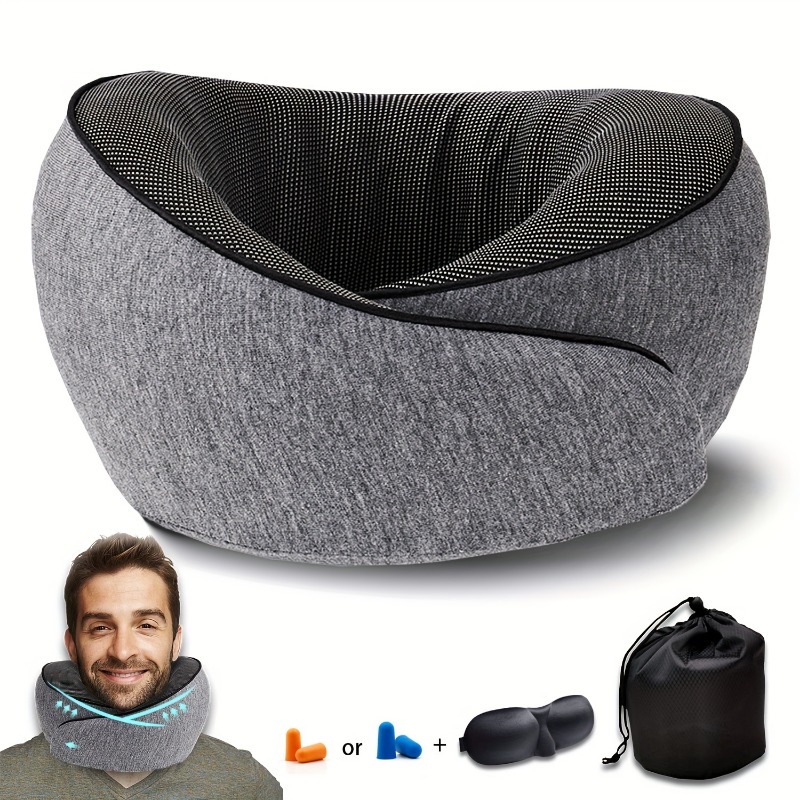 Earplug Set Foam - Reisekissen aus Memory-Schaum, Nackenstütze, 360-Grad-verstellbares Flugzeug-Kissen-Set