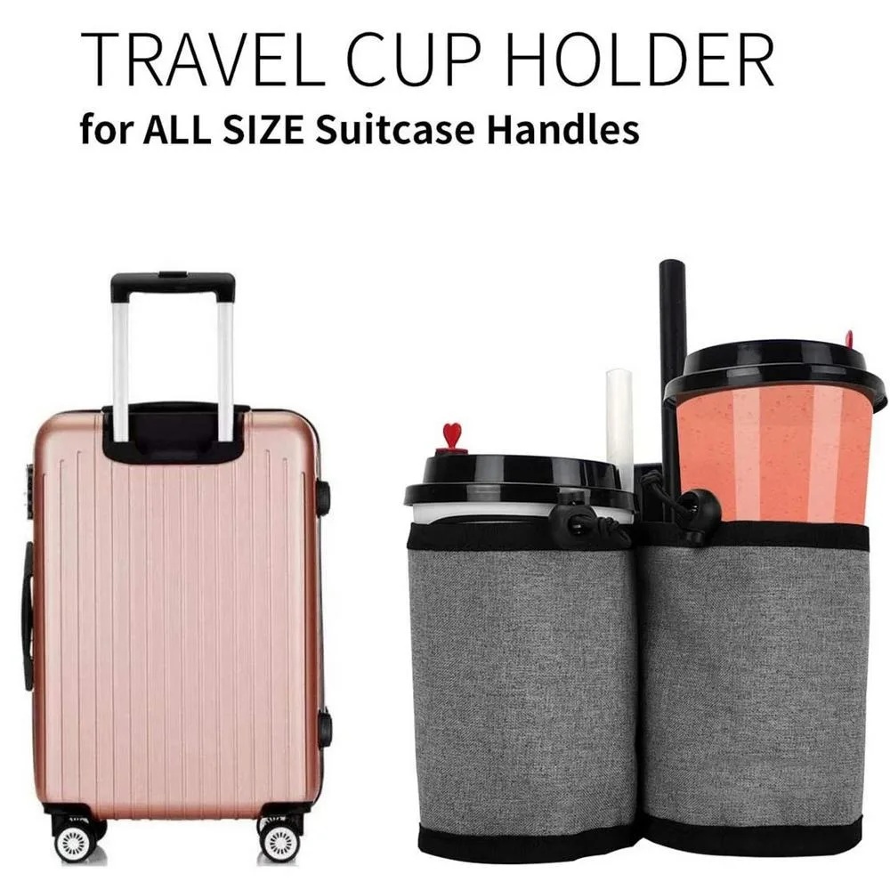 Travel Accessories Useful - Neuer Gepäckgriff-Wasserflaschenhalter, Doppelbecher-Aufbewahrungstasche, verstellbarer Getränkehalter mit